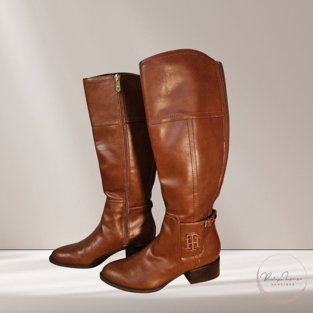 Tommy Hilfiger Riding Boots – Brown Leather Tall Equestrian Boots 6.5